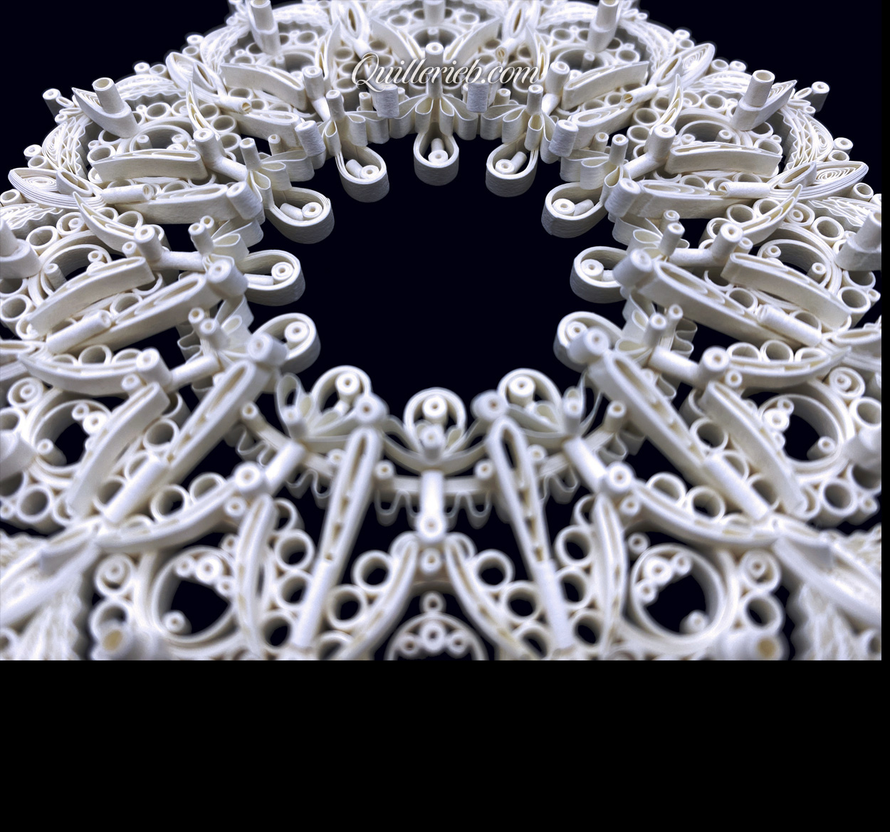 8-Point Star quilling design in brown and white tones full view.